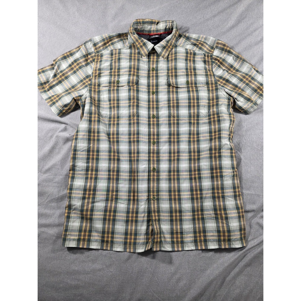 The North Face Shirt Mens Large Sage Green Plaid S/S Hiking, Fishing, Camping